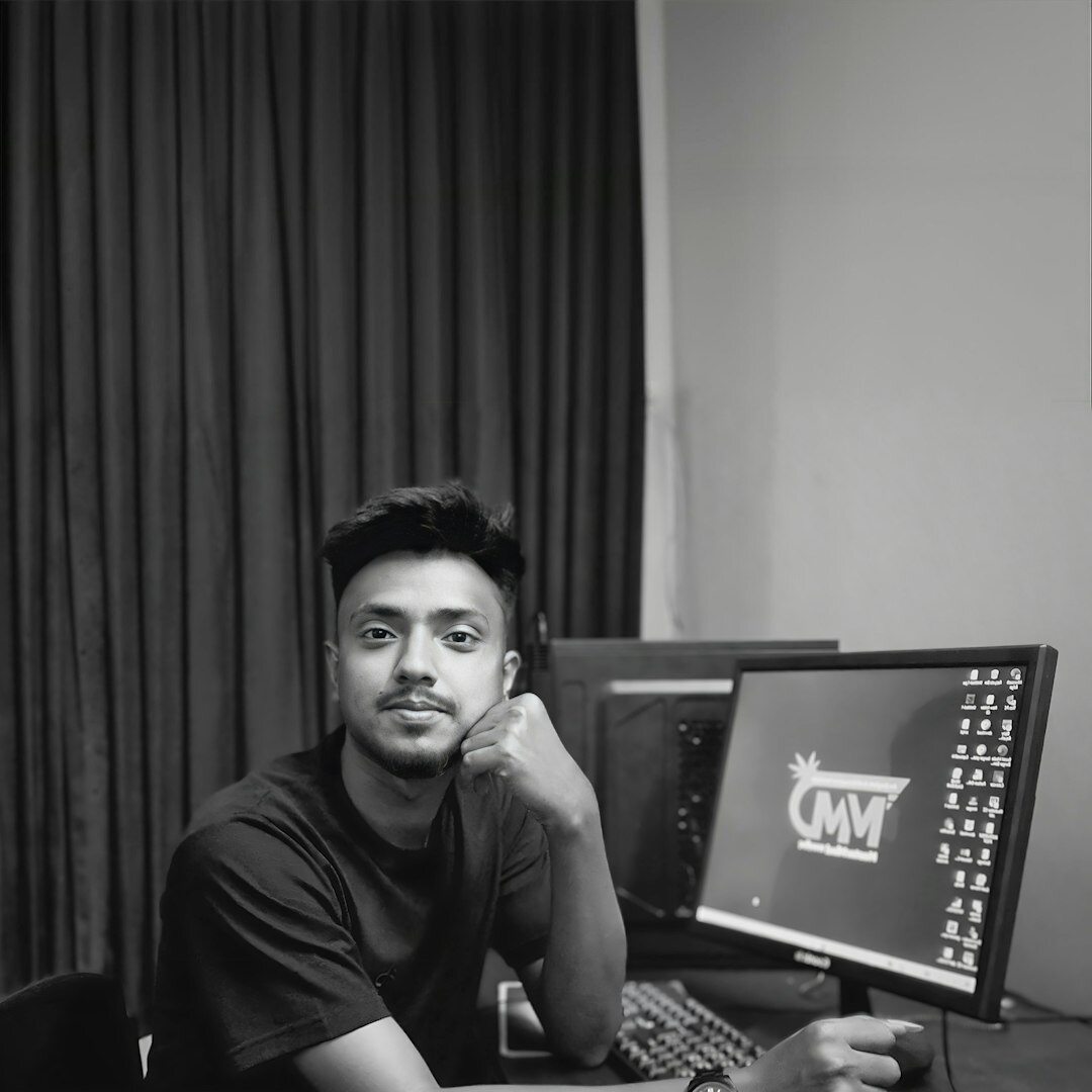 Studio portrait of a Belgian male media trainer smiling